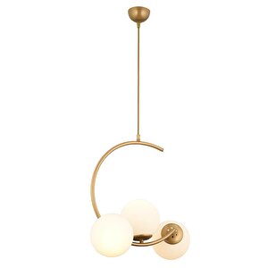 Ladre 3lü Beyaz Camlı Eskitme Boyalı Modern Sarkıt, Mutfakyatak Odası Salon Avize
