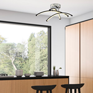Dosse 3lü Siyah 28 Watt Plafonyer 3 Renkli Ledli Modern Mutfak Banyo Led Salon Sarkıt Avize Siyah