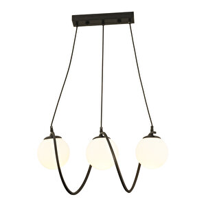 Jarry 3lü Beyaz Camlı Siyah Modern Tasarım Yemek Masası Üstü Salon Avize