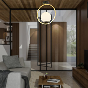 Lifos Tekli Gold Kaplamalı Plafonyer Modern Mutfak Salon Avize Gold