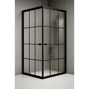 Durul Duşakabin Kare Komple Buzlu Siyah Çizgi - Ölçü : 100x100 Cm