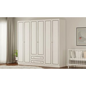 Grey 6 Kapak 2 Çekmeceli Gardırop