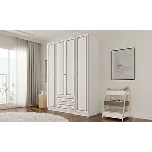 Grey 4 Kapak 2 Çekmeceli Gardırop