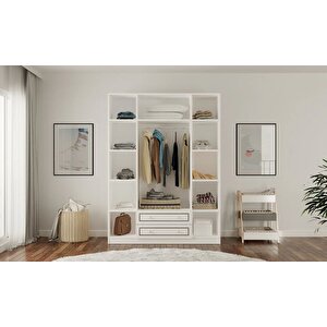 Grey 4 Kapak 2 Çekmeceli Gardırop