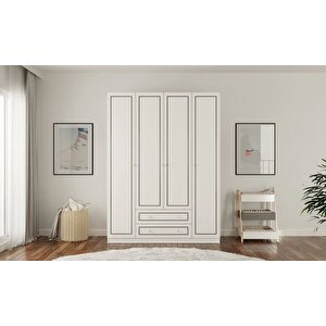 Grey 4 Kapak 2 Çekmeceli Gardırop