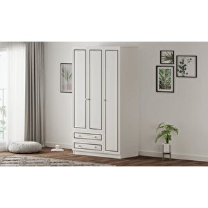Grey 3 Kapak 2 Çekmeceli Gardırop