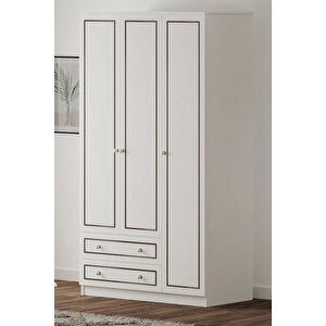 Grey 3 Kapak 2 Çekmeceli Gardırop