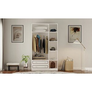 Grey 3 Kapak 2 Çekmeceli Gardırop
