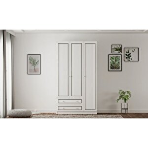 Grey 3 Kapak 2 Çekmeceli Gardırop