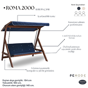 Roma 2000 Salıncak, Balkon salıncağı, 3 kişilik salıncak, Gri