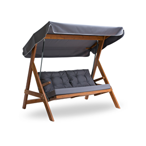 Paris 2000 FSC Mix Credit 3 Kişilik Ahşap Bahçe, Balkon,Teras Salıncağı (Özel Paket, Minder Seti Dahil)/Antrasit Antrasit