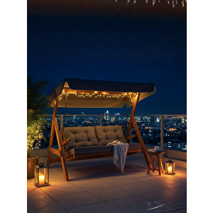 Paris 2000 FSC Mix Credit 3 Kişilik Ahşap Bahçe, Balkon,Teras Salıncağı (Özel Paket, Minder Seti Dahil)/Antrasit