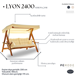 LYON 2400 4 kişilik AHŞAP BAHÇE SALINCAĞI