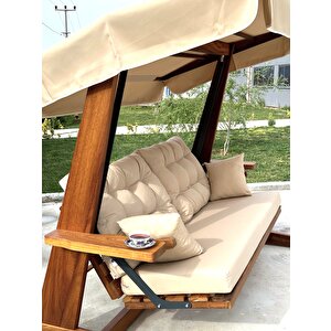 Sia 2400 İroko Dört Kişilik Ahşap Bahçe Salıncağı Krem Krem