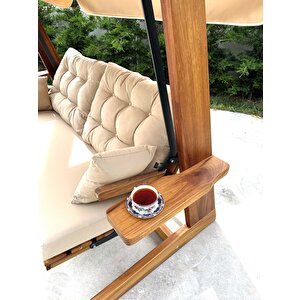 Sia 2400 İroko Dört Kişilik Ahşap Bahçe Salıncağı Krem
