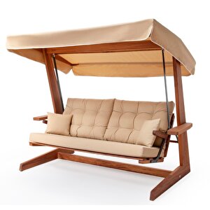 Sia 2400 İroko Dört Kişilik Ahşap Bahçe Salıncağı Camel Camel