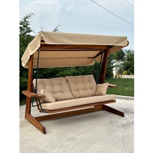 Sia 2400 İroko Dört Kişilik Ahşap Bahçe Salıncağı Camel Camel