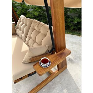 Sia 2400 İroko Dört Kişilik Ahşap Bahçe Salıncağı Camel