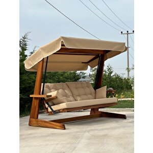 Sia 2400 İroko Dört Kişilik Ahşap Bahçe Salıncağı Camel