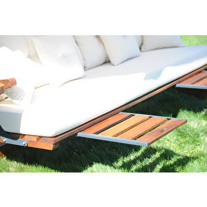 Luna Deluxe 2600 İroko Beş Kişilik Ahşap Bahçe Salıncağı Krem
