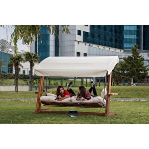 Luna Deluxe 2600 İroko Beş Kişilik Ahşap Bahçe Salıncağı