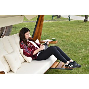 Luna Deluxe 2600 İroko Beş Kişilik Ahşap Bahçe Salıncağı
