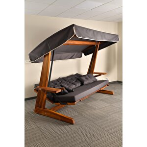 Luna Deluxe 2600 İroko Beş Kişilik Ahşap Bahçe Salıncağı