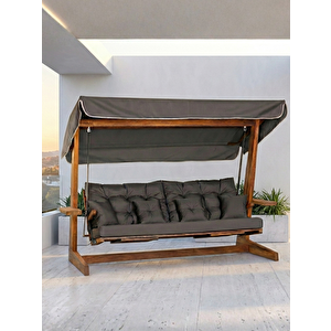 Luna 2600 Premium – Iroko 5 Kişilik Ayak Uzatma ve Yatak Olma Özellikli Geniş Bahçe & Teras Salıncağı (Minder/Tente Seti Dahil)