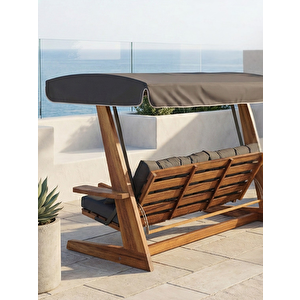 Luna 2600 Premium – Iroko 5 Kişilik Ayak Uzatma ve Yatak Olma Özellikli Geniş Bahçe & Teras Salıncağı (Minder/Tente Seti Dahil)