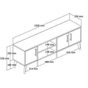 1580 Exxen 150 Cm (ahşap Ayakli) Tv Üni̇tesi̇ Hat-antrasi̇t