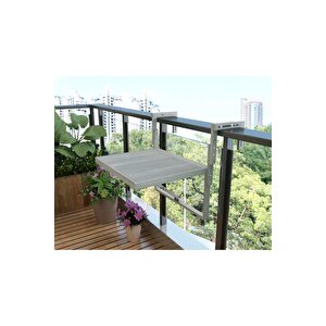 Toronto Katlanır Ve Ayarlanabilir Balkon Masası Ayarlanabilir Fsc Akasya Ağacı Gri