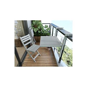 Toronto Katlanır Ve Ayarlanabilir Balkon Masası Ayarlanabilir Fsc Akasya Ağacı