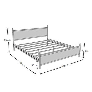 Gm 305 Modern Çift Kişilik Ahşap Metal Siyah Beyaz Karyola 140x190 Cm