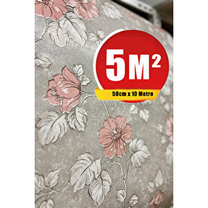 Bien Duvar Kağıtları 5346 Yeni Geniş Çiçek Gül Kurusu Rose Premium Desenli Duvar Kağıdı 5,30 M²