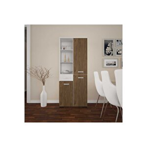 Cevher Banyo Çok Amaçlı Banyo Dolabı, Ceviz Beyaz