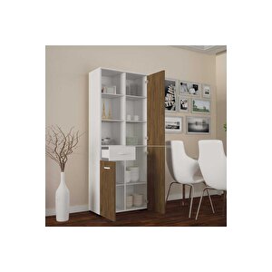 Cevher Banyo Çok Amaçlı Banyo Dolabı, Ceviz Beyaz