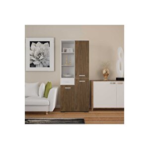 Cevher Banyo Çok Amaçlı Banyo Dolabı, Ceviz Beyaz
