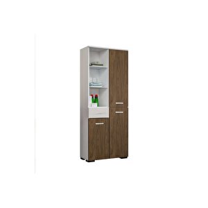 Cevher Banyo Çok Amaçlı Banyo Dolabı, Ceviz Beyaz