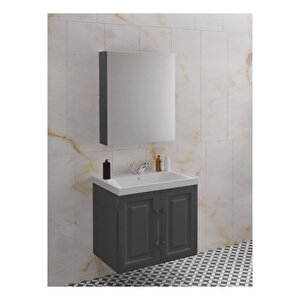 Royal 65 cm Banyo Dolabı Takımı Antrasit Gri