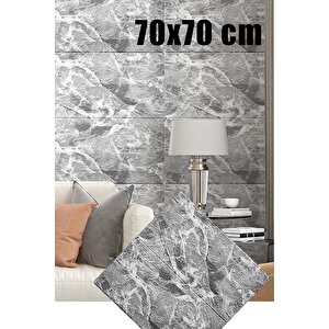 4 Adet, 70x70 Cm 0,50M² Gri Renk 3d Dekoratif Kendinden Yapışkanlı Esnek Duvar Kaplama Panel Köpük -Fc01
