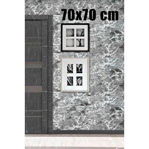 4 Adet, 70x70 Cm 0,50M² Gri Renk 3d Dekoratif Kendinden Yapışkanlı Esnek Duvar Kaplama Panel Köpük -Fc01