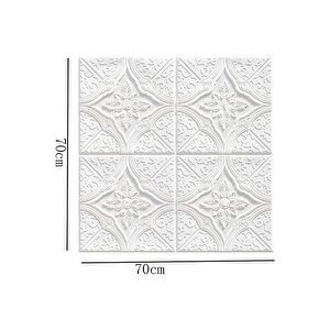 4 Adet, 70x70cm 0,50M² Beyaz 3d Dekoratif Kendinden Yapışkanlı Köpük Duvar Kaplama Paneli-3140-Tavan Kaplama Köpüğü