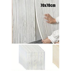 4 Adet, 70x70Cm 0,50M² 3d Dekoratif Ahşap Lambri Görünüm Kendinden Yapışkanlı Duvar Kağıdı Kaplama Panel Köpük -AD03