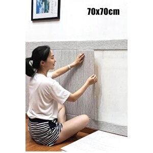 4 Adet, 70x70Cm 0,50M² 3d Dekoratif Ahşap Lambri Görünüm Kendinden Yapışkanlı Duvar Kağıdı Kaplama Panel Köpük -AD03