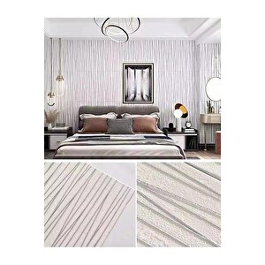 4 Adet, 70x70cm 0,50M² Gümüş Beyaz Çizgiler Kendinden Yapışkanlı Estetik 3d Duvar Paneli Köpük -2012
