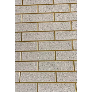 4 Adet, 70x70cm 0,50M² Gold Beyaz Dekoratif Kendinden Yapışkanlı Tuğla Kesme Estetik 3d Duvar Paneli Köpük -1211