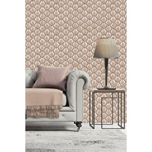 Zümrüt Exclusive 5625 Krem Kahve Küçük Damask Desen Duvar Duvar Kağıdı 5M²