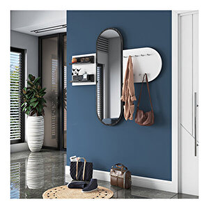 Rani P3 Aynalı Duvar Askısı Boy Aynası Mermer Desenli - Beyaz Vestiyer