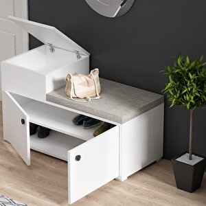 Elegant Minderli Ayakkabilik Beyaz-Beyaz