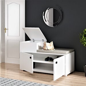 Elegant Minderli Ayakkabilik Beyaz-Beyaz